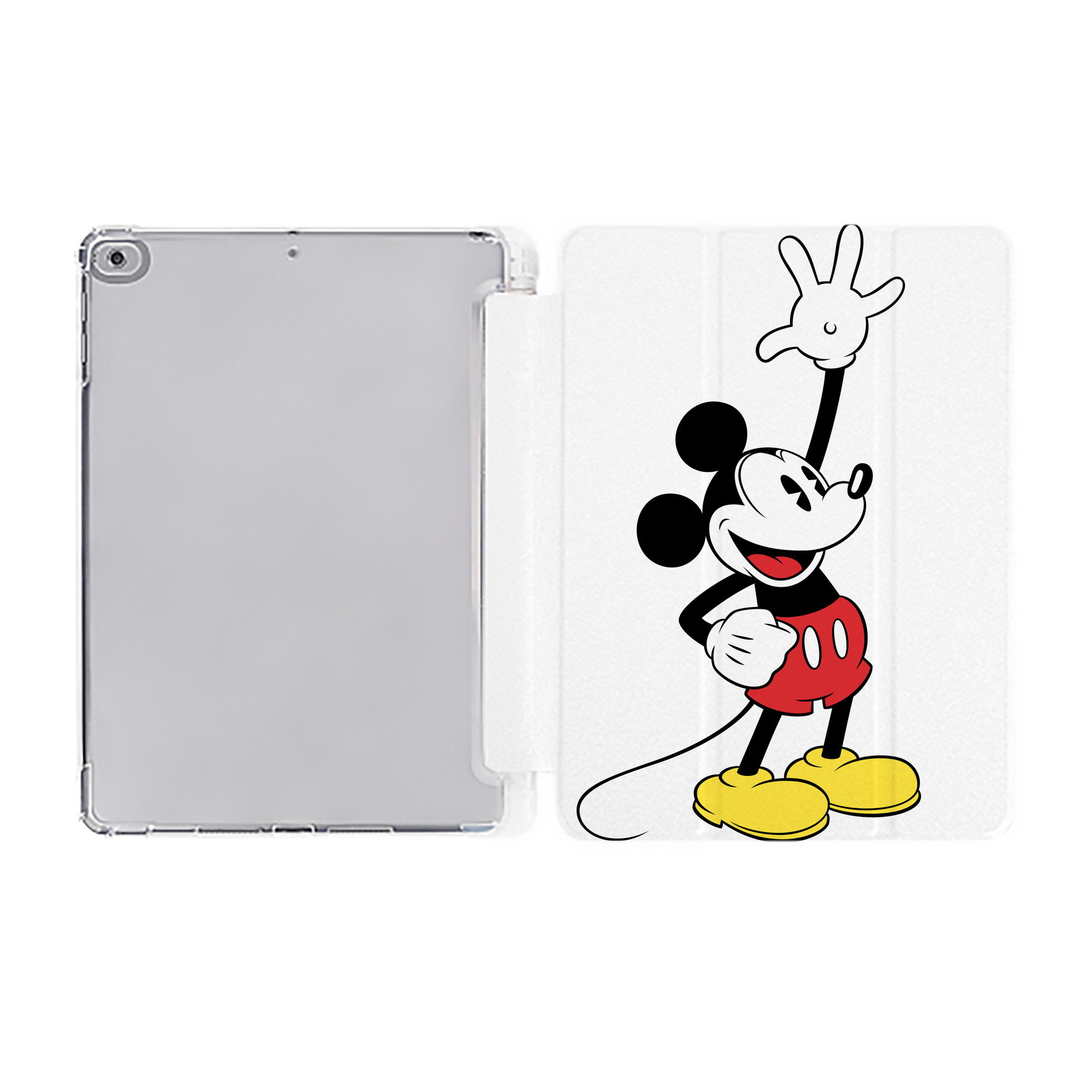ミッキーマウス Mickey Mouse IPad ケース ペン収納付き 三つ折りスタンド PUレザー×シリコン 対応機種9.5/10.5/10.9インチ
